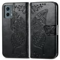 thumbnail image 2 of Feishell Wallet Case for Motorola Moto G (2023),Butterfly & Flower Embossed PU Leather TPU Inner Shell Magnetic Flip Stand Card Slots Shockproof Protective Phone Cover,Black, 2 of 6