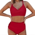thumbnail image 2 of KaLI_store Swimsuits Tankini Bathing Suits for Women Tummy Control Swimsuit Mesh Tops 2 Piece Swim Suit Plus Size Red,XL, 2 of 5