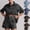 Black, variant on Two Piece Shorts Sets for Women Summer Denim Outfits Short Sleeve Loose Button Down Lapel Shirts Jeans Vacation Clothes