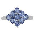 thumbnail image 2 of Carillon Cluster 925 Sterling Silver Oval 4X3 MM 1.67 Ctw Precious Tanzanite Women Floral Ring, 2 of 8