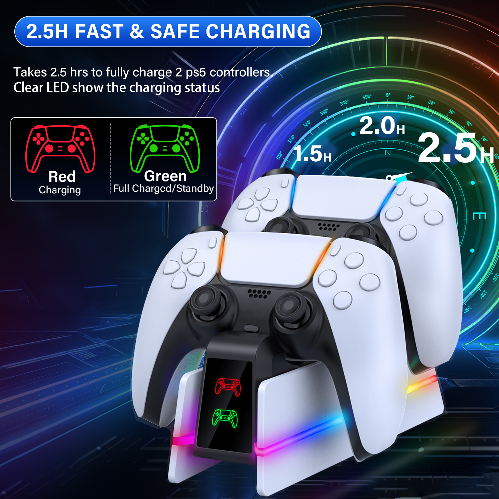 ZRZLMVP PS5 Dualsense Controller Charging Station (White) photo 2