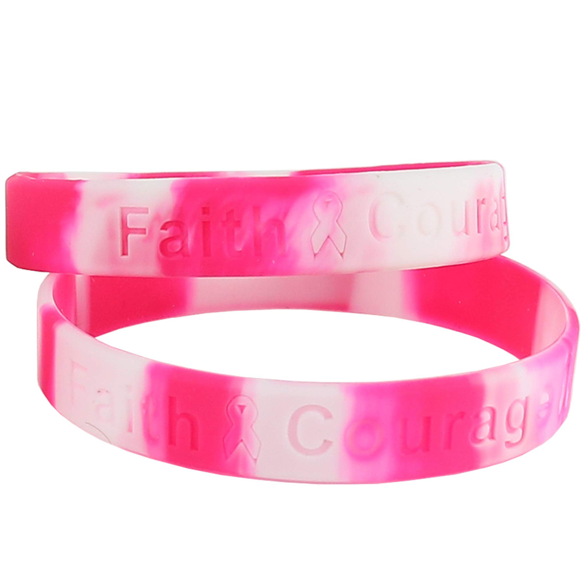 AISENO 36 Pcs Breast Cancer Awareness Pink Ribbon Bracelets Rubber Wristbands Unisex