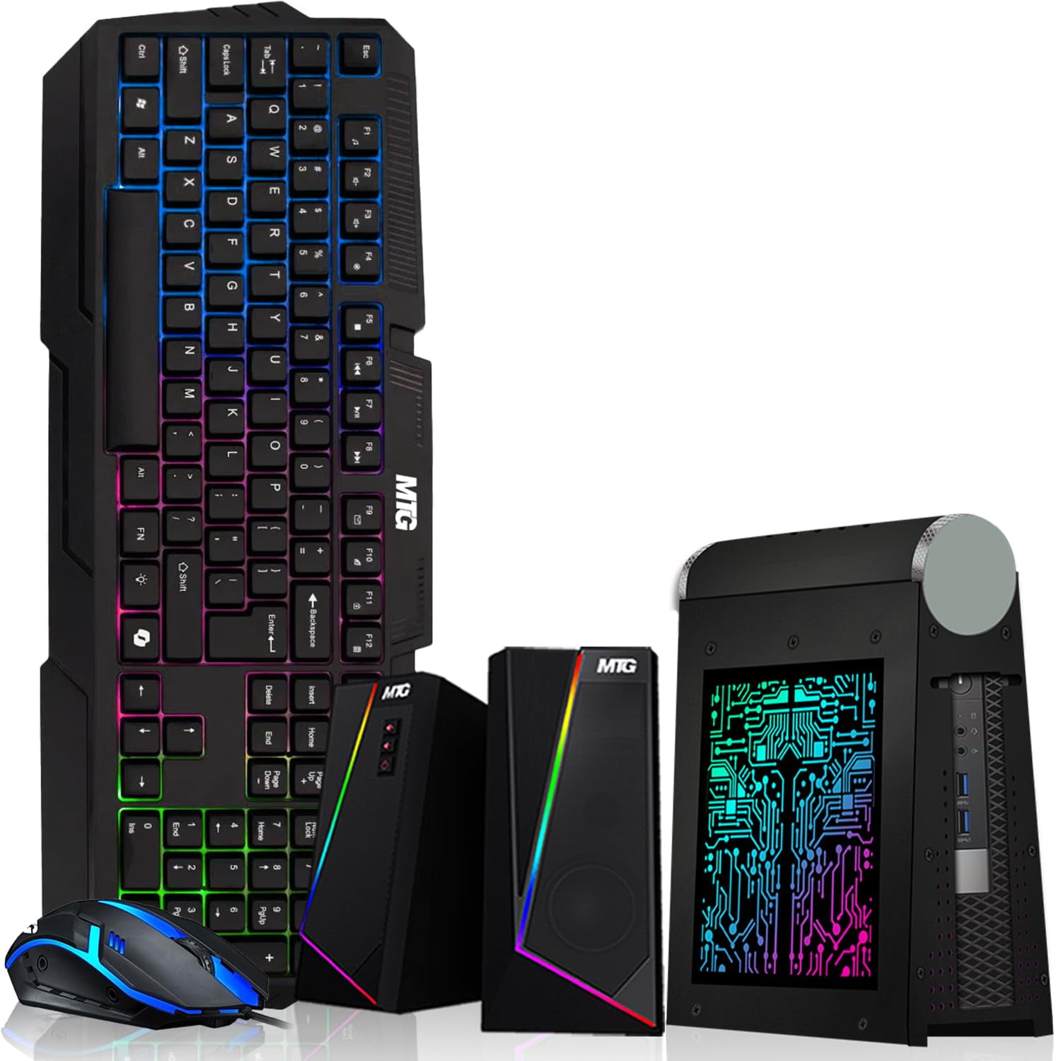 Restored CyberCube Mini PC Bundle,Intel Core i5,16GB RAM,512GB SSD,RGB Kit,Webcam,Windows 11 Pro (Refurbished)