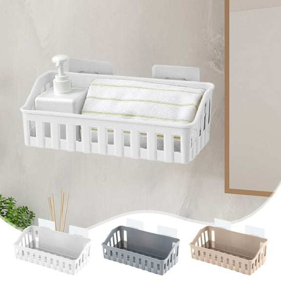 Bathroom Shower Shelf No Hanging Storage Basket, 27x11x9cm Plastic Shampoo Organizer with Rotating Design for Easy Access, Space Saving Shower Caddy for Small Bathrooms & Camping Trips