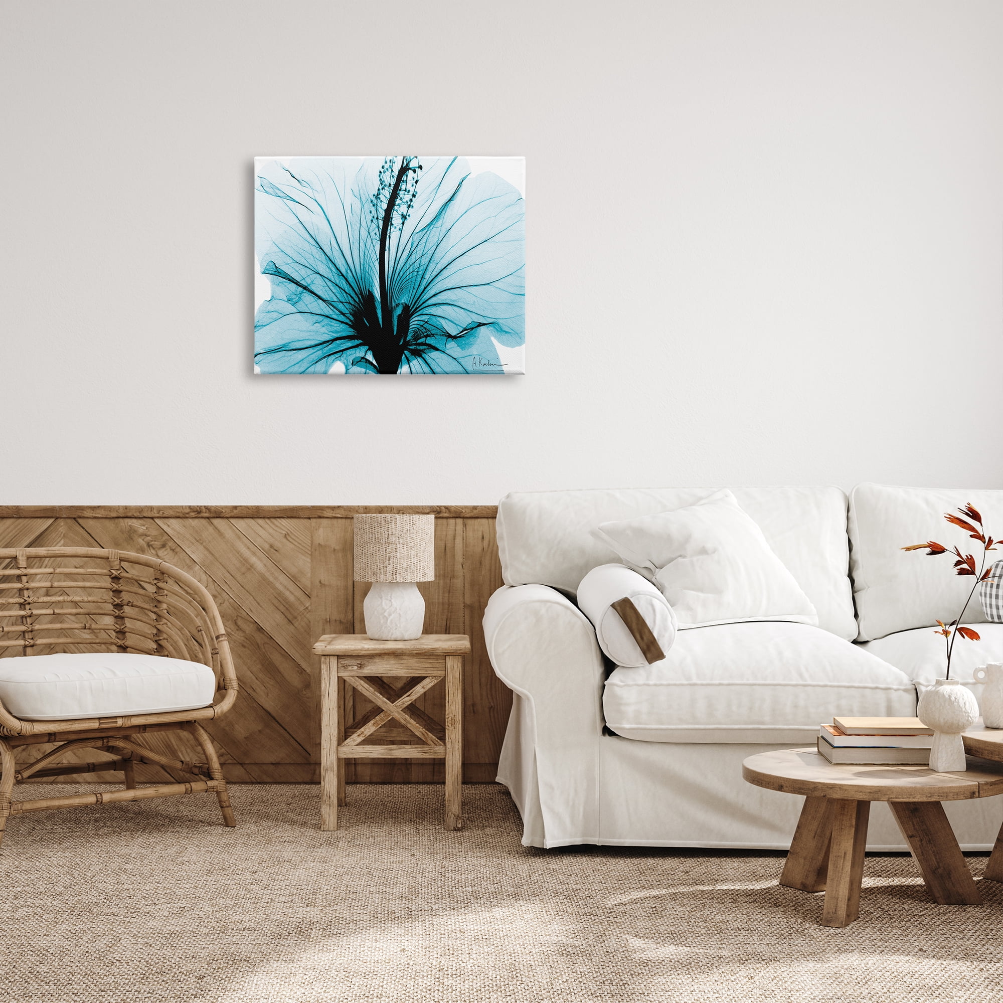 Stupell Industries Blue Flower X-Ray Botanical & Floral Photography Gallery Wrapped Canvas Print Wall Art, 30 x 24