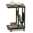 thumbnail image 1 of Costway 1 PCS C-shaped Side Table 2-tier Sofa Couch Table with Canvas Storage Pouch Brown, 1 of 2