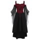 thumbnail image 1 of Womens Halloween Costumes 2024 Cosplay Gothic Dresses Women's Fashion Halloween Performance Costume Vintage Gothic Solid Colour Patchwork Dresses, 1 of 3