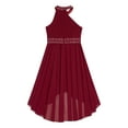thumbnail image 3 of iiniim Kids Flower Girls Chiffon Ruched Princess Pageant Wedding Birthday Asymmetrical Hem Party Dress Burgundy 12, 3 of 7