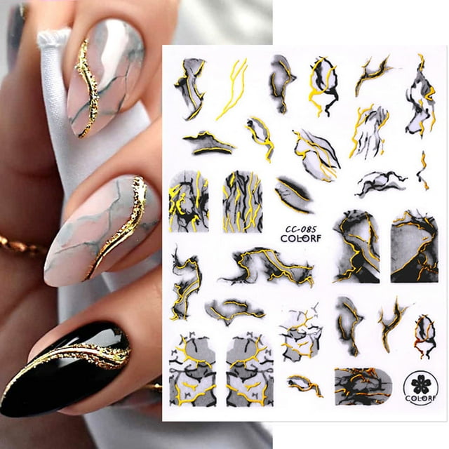 Pegatinas para uñas para decoración de uñas, pegatinas para uñas para mujeres, pegatinas con textura de serpentina para decoración de uñas, accesorios de diseño de marca de agua para decoración de uña