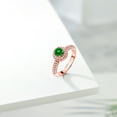 thumbnail image 4 of Gem Stone King 18K Rose Gold Plated Silver Green Created Emerald and White Moissanite Engagement Ring for Women (1.40 Cttw, Round 5MM, Available in Size 5, 6, 7, 8, 9), 4 of 6