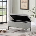 thumbnail image 3 of HomePop 17.5" Medium Modern Woven Fabric Storage Bench with Metal Legs in Gray, 3 of 12