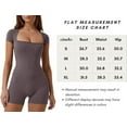 thumbnail image 2 of Women's Rompers Sexy Short Sleeve Square Neck Unitard Stretchy Workout Yoga Short Jumpsuits Bodysuits, 2 of 6