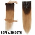 thumbnail image 3 of Benehair 100% Real Remy Human Hair Extensions Clip In 8Pcs Hair Weft Full Head Women Ombre Blonde Hair Soft US, 3 of 12