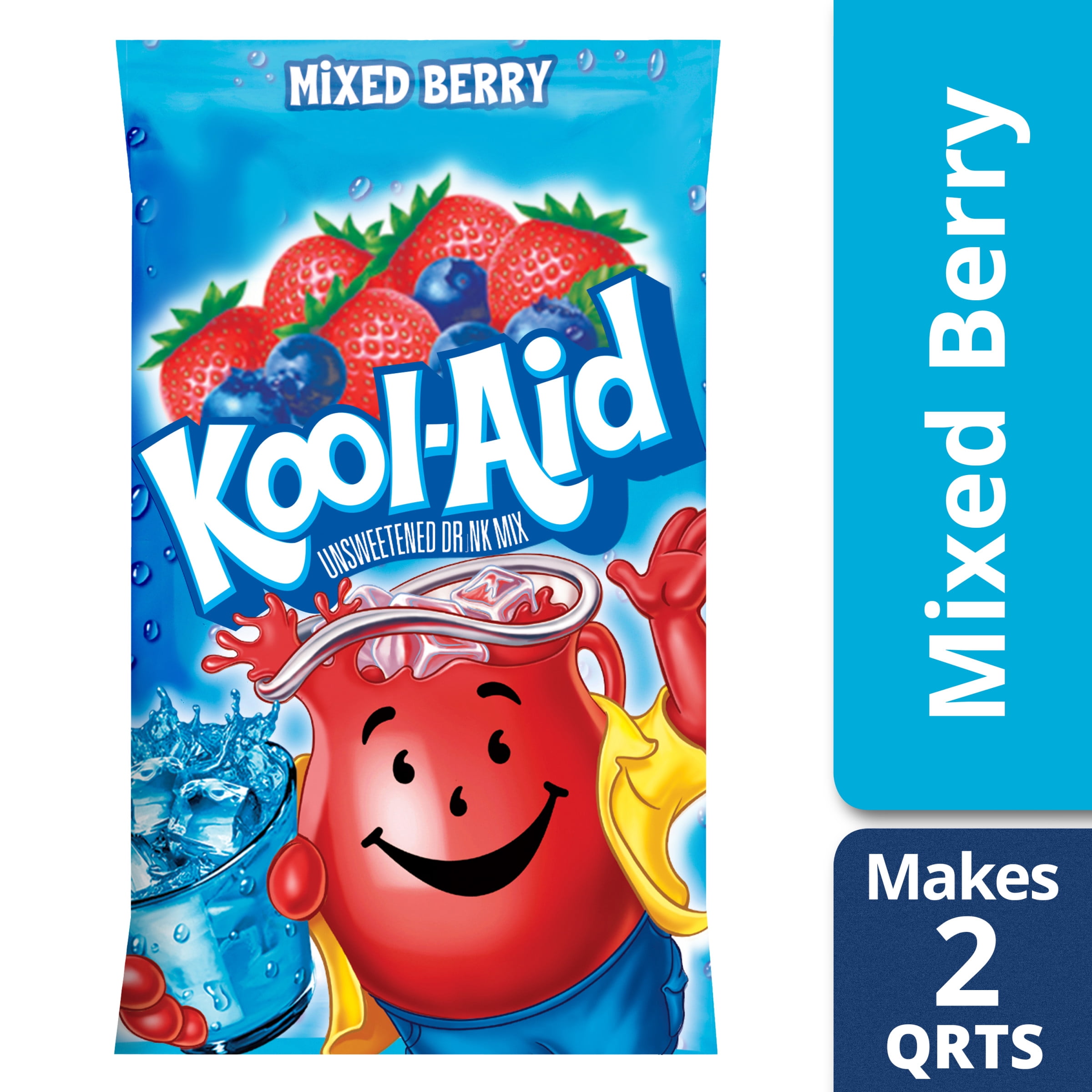 KoolAid Unsweetened Mixed Berry Powdered Drink Mix, Caffeine Free, 0.