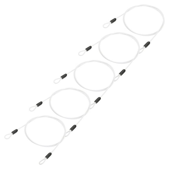 Uxcell Vinyl Coated Stainless Steel Cable with Loops Flexible Wire Rope Security Chain Lanyard Lock for Outdoor Luggage Lock White 1/8"x4 ft