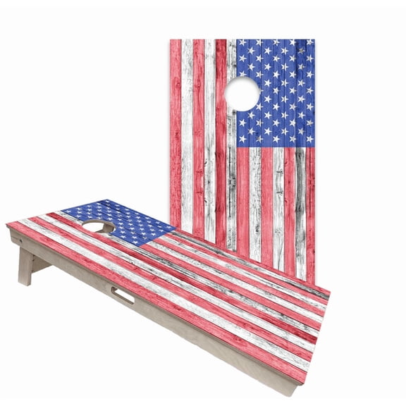 Skip's Garage | American Flag Backyard 2x4 Cornhole Board Set with Bags