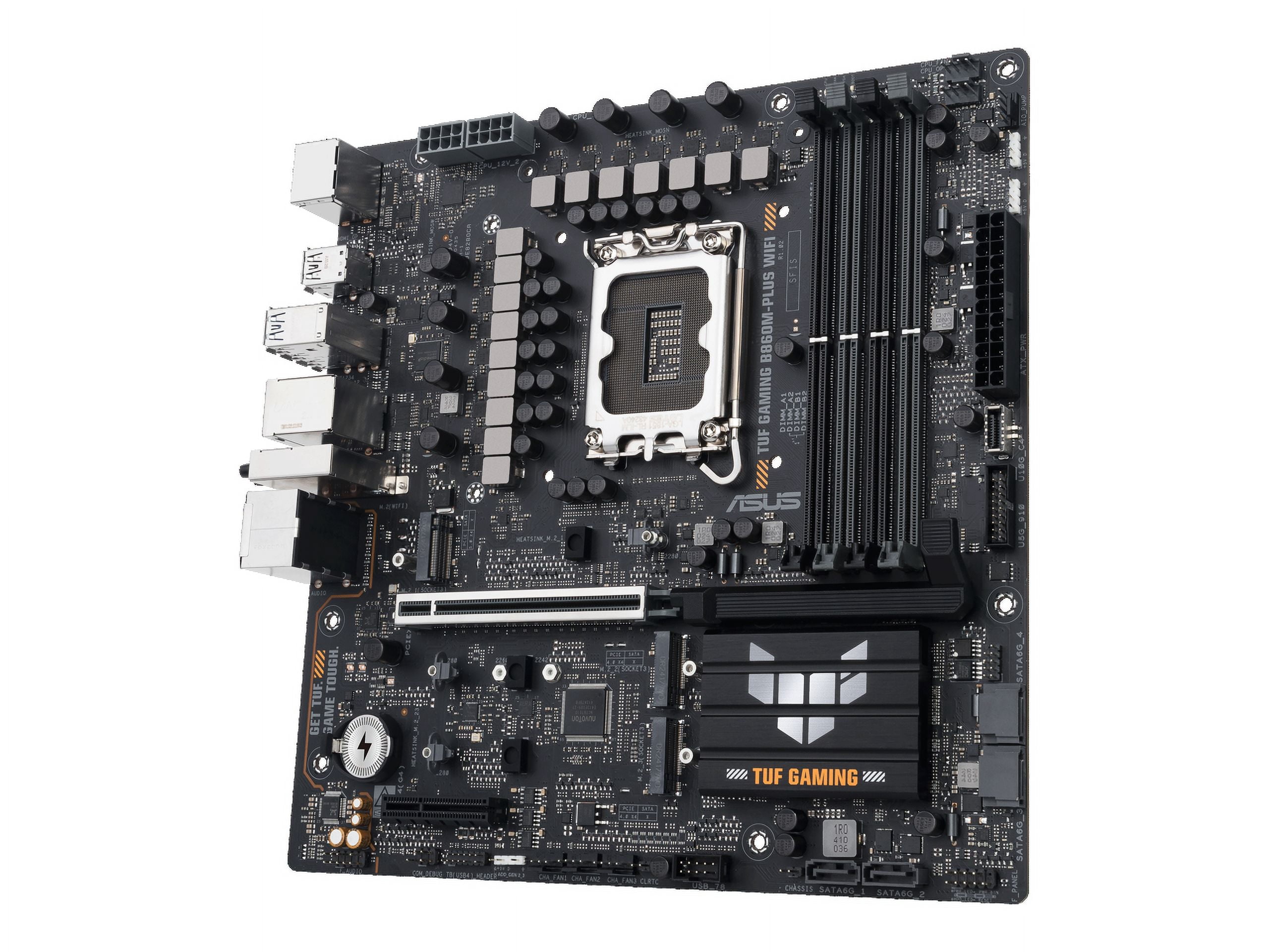 ASUS TUF GAMING B860M-PLUS WIFI B860 LGA 1851 mATX motherboard, Intel Core Ultra Series 2 Ready, AI PC, 12+1+2+1 80A stages, DDR5 ,PCIe 5.0, 3x M.2, Wi-Fi 7,  2.5G LAN, HDMI, USB 20Gbps Type-C