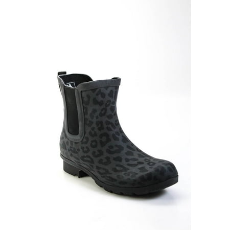 

Roma Womens Matte Gray Leopard Print Chelsea Rainboots Shoes Size 6
