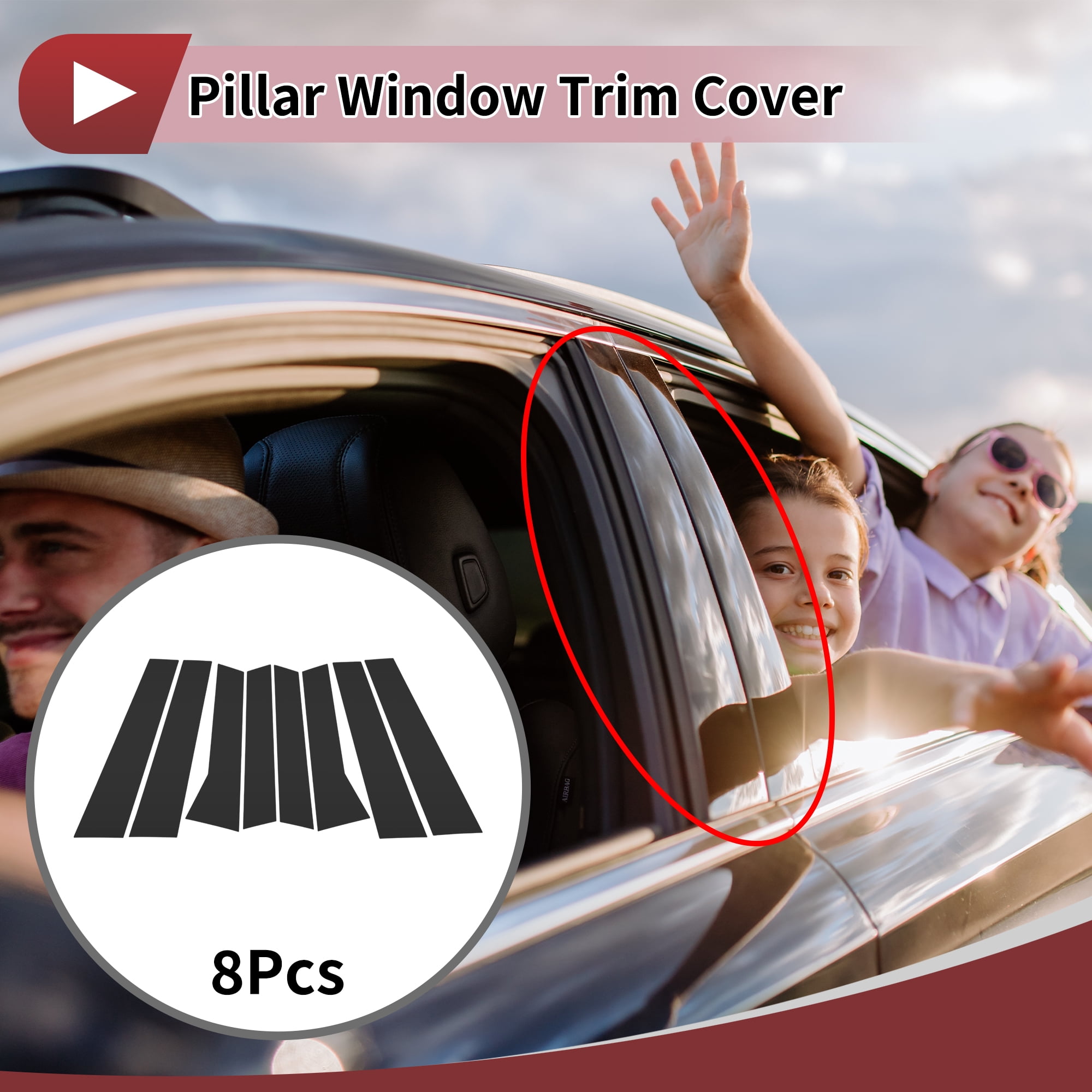 Unique Bargains Door Pillar Window Trim Anti Scratch Sticker for Audi Q7 06-15 Black