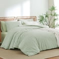 thumbnail image 3 of NAYOROOM 100% Cotton Gingham Duvet Cover King Set, 3-Piece Linen Like Textured Breathable Soft Bedding Cover（Sage Green Gingham）, 3 of 7
