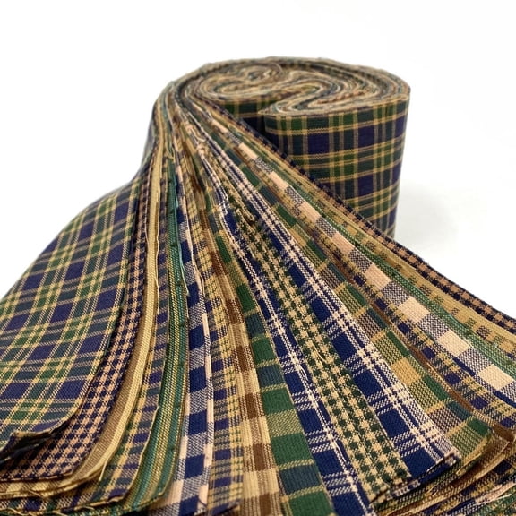 Cozy Blue Green Plaid Homespun Fabric 2.5 X 44 inch Precut Roll (Jelly Roll)- 22 pc. by JCS