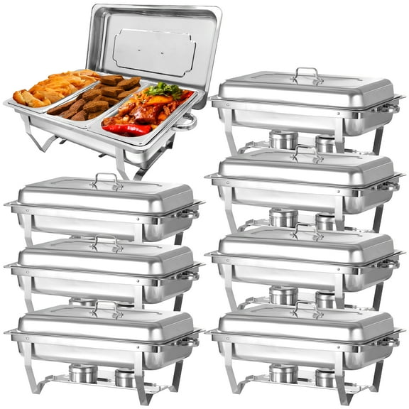 JSTUOKE 8QT Chafing Dish Buffet Set 1/3 Food Pan Stainless Steel 8 Pack for Catering Party