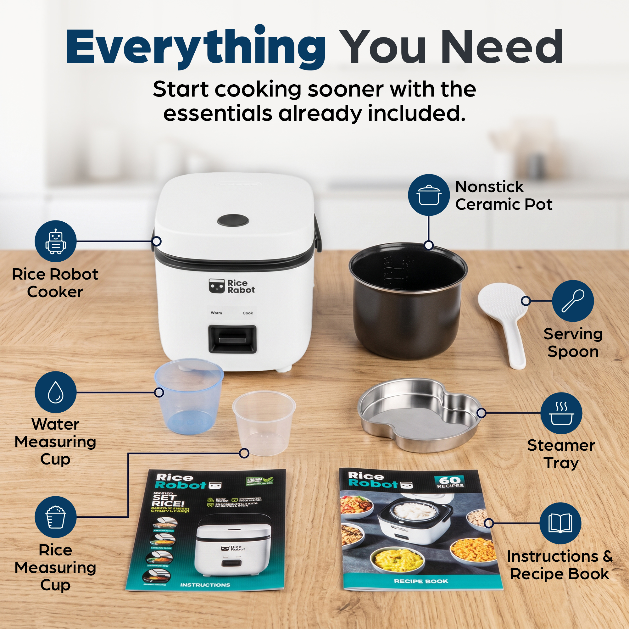 Rice Robot Personal Electric Rice Cooker & Steamer, 4-Cup photo 8