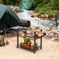 thumbnail image 4 of Deck Box Movable Oven Table on Wheels,Easy to Move 3-Tier Outdoor Grill Cart with Storage Racks, Side Handle,Outdoor Storage Box, 4 of 8