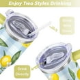 thumbnail image 5 of 40oz Yellow Lemon Pattern Stainless Steel Flip Straw Tumbler Spill Proof Travel Cup Double Wall Vacuum Insulated Coffee Mug with Top Handle, 5 of 6