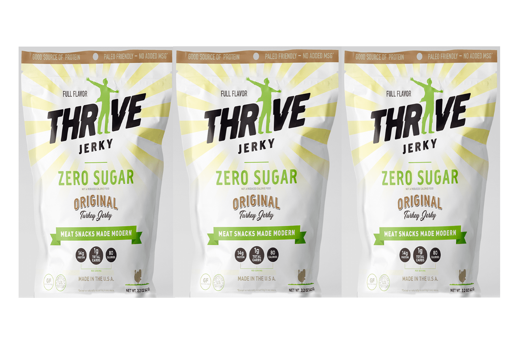 THRIVE Keto Friendly Zero Sugar Turkey Original Jerky 3Pack