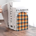 thumbnail image 6 of Naloa Warm Orange Plaid 2 Pcs Bookend Large Capacity Office Book Ends for Home Office Library School Study Decoration, 6 of 8