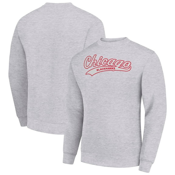 Men's Starter  Heather Gray Chicago Blackhawks Tailsweep City Pullover Sweatshirt