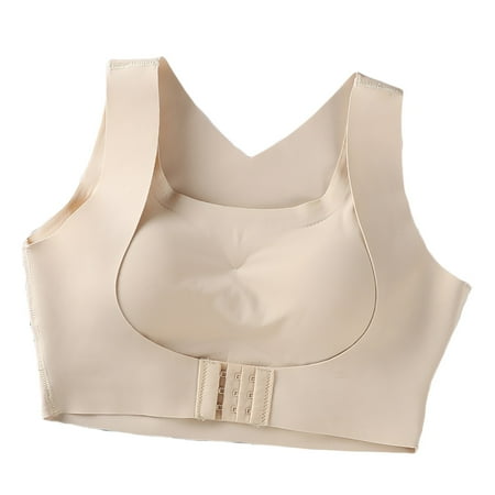 vbnergoie Women Yoga Sports Front Closure Extra-Elastic Breathable Lace Trim Bra Underwear Sports Bra with Support Women Bras Wireless Padded