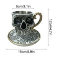 thumbnail image 2 of Bonehead Design Coffee Mug with Saucer, Gothic Ceramic Tea Cup Set with Gold Accents, Heat-Resistant Daily Use Cup for Hot and Cold Beverages(B), 2 of 5