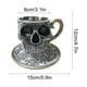 thumbnail image 2 of Taza de café con calavera, juego de taza de café con calavera y platillo, taza de té gótica con adornos dorados, taza de café con calavera, regalo de Halloween, ideal para amantes del café y coleccion, 2 of 5