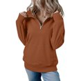 thumbnail image 6 of ZUKMRJPC Womens Sweatshirts Quarter Zip Casual Long Sleeve Turndown Collar Fleece Pullover Sweatshirt Fall Fashion Solid Color Tops, 6 of 7