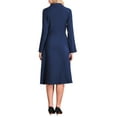 thumbnail image 3 of INSPIRE CHIC Women's Notch Lapel Wrap Neck Long Sleeve A-Line Midi Pleated Dress S Royal Blue, 3 of 4