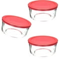 Lids for Pyrex and Anchor Round Glass Containers (4Cups, Red6 PACK