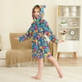 thumbnail image 2 of FORMRS Kids Bathrobe Unisex Hooded Robe Toddler Pajamas Sleepwear, Size 2-3T, Vibrant Art Leaves Pattern, 2 of 7