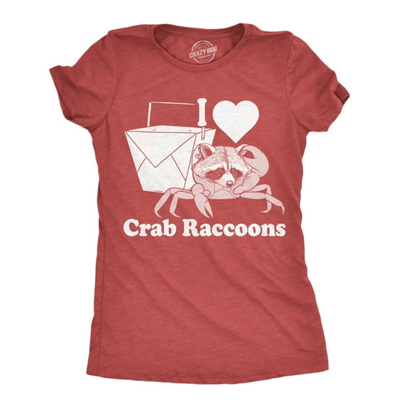 Womens Funny T Shirts I Heart Crab Raccoons Sarcastic Animal Novelty Tee for Ladies Womens Graphic Tees