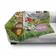 thumbnail image 3 of Cartoon Soft Flannel Fleece Throw Blanket, Style Zoo Animals Safari Jungle Mascots Tropical Forest Wildlife Pattern, Cozy Plush for Indoor and Outdoor Use, 50" x 70", Multicolor, by Ambesonne, 3 of 6