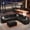 Black-Central Console, variant on 120" 6-Seat L-Shaped Modular Sectional Sofa, Linen Fabric with Storage Ottoman, Cup Holders, Hidden Storage & USB Ports, Large Size for Living Room