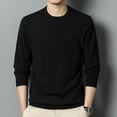 thumbnail image 4 of Men's Autumn Solid Round Neck Knitted Slim Fit Casual Long Sleeve Wool Sweater, 4 of 13