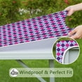 thumbnail image 6 of Pink Purple Checkered Pattern Square Fitted Tablecloth with Elastic Edge,Square Table Cover,Washable Elastic Table Cover for Home Kitchen Party Decor 34"x34", 6 of 6