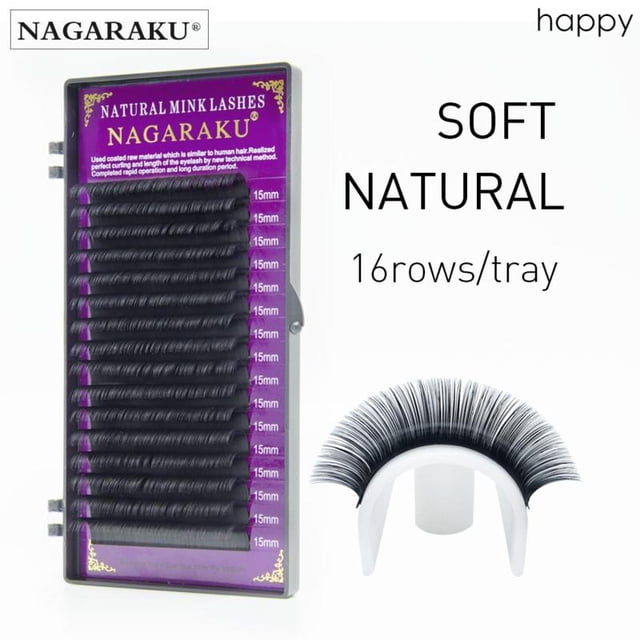 NAGARAKU-Extensión De Horquilla Única , 16 Filas , 0.05-0.15mm , Pestañas Suaves Y Naturales