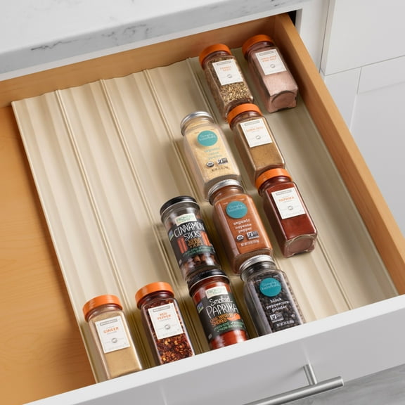 YouCopia SpiceLiner® Spice Drawer Liner, 10ft Roll, Sandstone, for Spice Bottle and Jar Storage