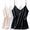 Pack of 3(Black+White+Champagne), variant on Oudiya Womens Silk Satin Tank Tops V Neck Camisole Spaghetti Strap Top Summer Basic Blouse