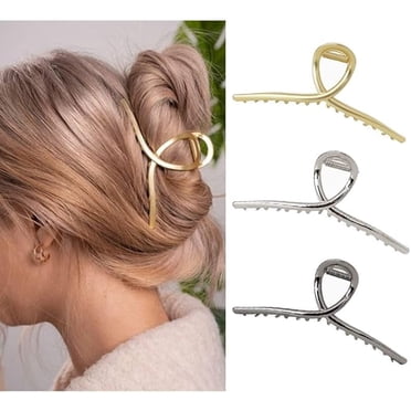 Long Claw Clips for Women Thick Hair 5.1" Big Metal Gold Hair Clips for Girls Large Hair Accessories 3 Pcs