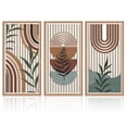 thumbnail image 3 of Large Boho Wall Art Set Of 3 Framed Mid Century Modern Wooden Wall Decor Abstract Geometric Wood Wall Sculptures For Living Room Bedroom 16"x 32", 3 of 11