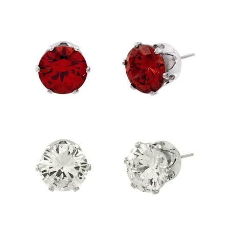 Falari Cubic Zirconia Stud Earrings 2 Pairs 10mm